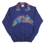 RODEO Mens Blue Abstract Pattern Zip Jacket L Polyester Casual Retro Style