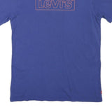 LEVI'S Mens Blue Logo T-Shirt S Short Sleeve Crew Neck Cotton Blend