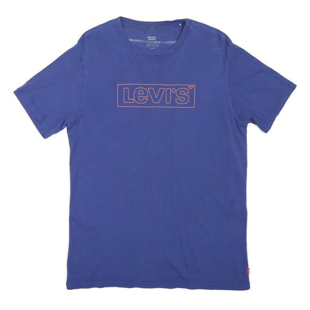 LEVI'S Mens Blue Logo T-Shirt S Short Sleeve Crew Neck Cotton Blend