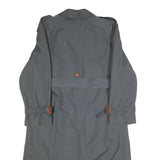 ENSIGN Womens Grey Button Jacket S Cotton Classic Trench Belted Long Sleeve