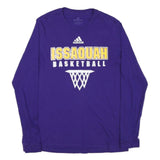 ADIDAS Mens Purple & Yellow Issaquah Basketball Graphic Long Sleeve Crew Neck