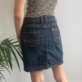 Sexy Girl Jeans Mini Denim Skirt - 28W UK 8 Dark Wash Cotton