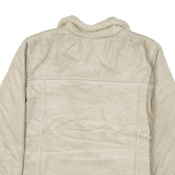 WOOLRICH Womens Beige Leather Button Jacket L Sherpa Soft Warm Coat