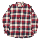 REDHEAD Mens Red & Navy Blue Check Shirt L Cotton Blend Long Sleeve Button Down