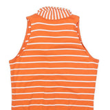 LAUREN RALPH LAUREN Womens Orange & White Striped Sleeveless Top Tie Neck L