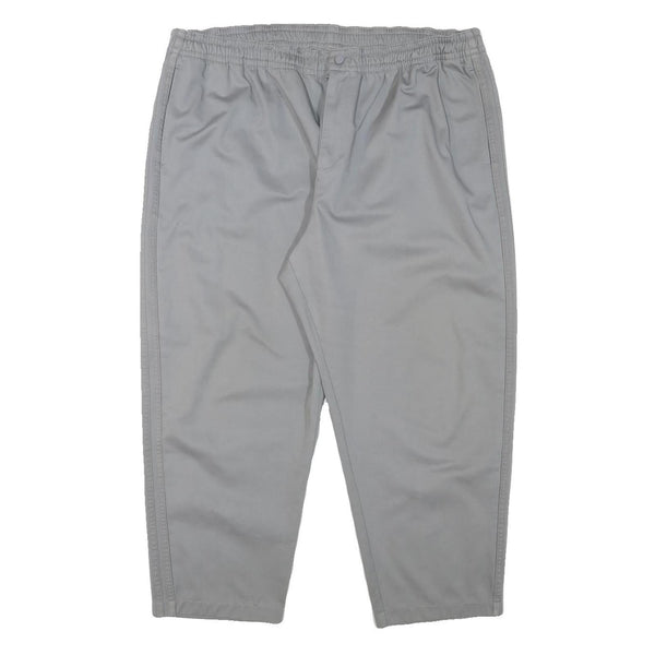 ADIDAS Mens Cotton Blend Grey Slim Drawstring Trousers W40 L25 Casual Relaxed