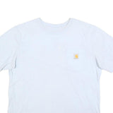 CARHARTT Mens White & Beige Logo Pocket T-Shirt L Short Sleeve Crew Neck Cotton