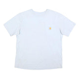 CARHARTT Mens White & Beige Logo Pocket T-Shirt L Short Sleeve Crew Neck Cotton