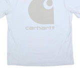 CARHARTT Mens White & Beige Logo Pocket T-Shirt L Short Sleeve Crew Neck Cotton