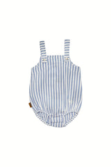 Organic Baby Romper - Blue White Stripes