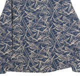 Womens Blue & Cream Abstract Print Shirt M Button Down Long Sleeve Polyester