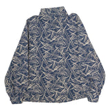 Womens Blue & Cream Abstract Print Shirt M Button Down Long Sleeve Polyester