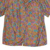 SUNNY LEIGH Womens Purple & Brown Printed Short Sleeve Shirt M Relaxed Fit