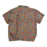 SUNNY LEIGH Womens Purple & Brown Printed Short Sleeve Shirt M Relaxed Fit