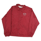 SPORTTEK Mens Red Polyester Button Jacket L Plain Lightweight Coaches Staff