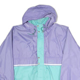 Womens Purple & Aqua Casual Jacket M Polyester Hooded Zip Colourblock Stylish