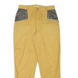 ACKERMANN Mens Cotton Blend Yellow Relaxed Straight Trousers W26 L27 Zip Casual