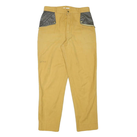 ACKERMANN Mens Cotton Blend Yellow Relaxed Straight Trousers W26 L27 Zip Casual