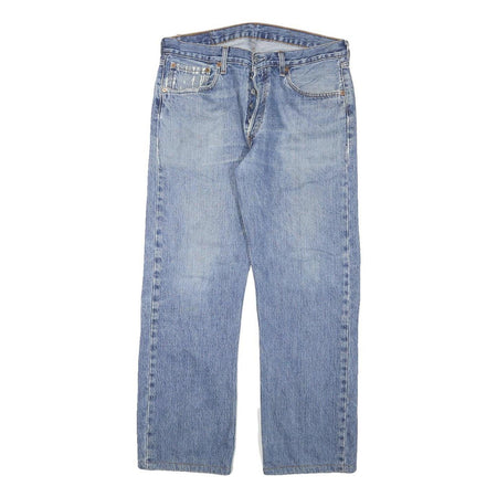 LEVI'S 501 Mens Jeans Blue Regular Straight Denim Light W32 L28 Classic Button