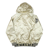 MLB Womens Cream & Black Atlanta Braves Jacket L Polyester Blend Satin Hooded