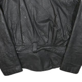 PARIS SPORT CLUB Womens Black Leather Jacket S Quilted Zip Vintage Chic