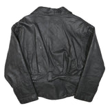 PARIS SPORT CLUB Womens Black Leather Jacket S Quilted Zip Vintage Chic