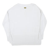 BARBOUR INTERNATIONAL Womens White Plain Jumper V-Neck Basic Knit UK 8 Cotton