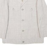 SCHILD Mens Cream Button Linen Blend Tailored Jacket XS Plain Lightweight