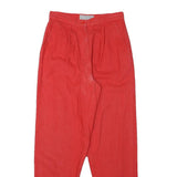 PANTALON Mens Cotton Blend Red Relaxed Tapered Trousers W27 L30 Casual Style