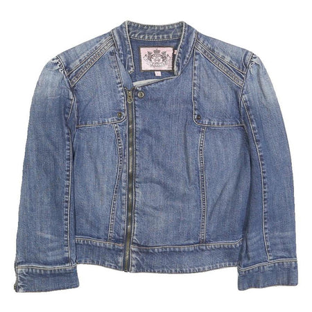 JUICY COUTURE Girls Blue Denim Jacket L Cotton Blend Button Closure Casual