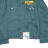 Mens Green Cotton Workwear Button Jacket S Plain Utility Durable