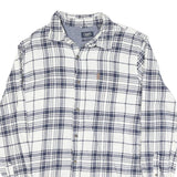 CHAPS Mens White & Blue Check Shirt L Cotton Blend Long Sleeve Casual