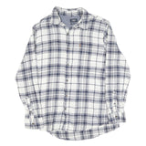 CHAPS Mens White & Blue Check Shirt L Cotton Blend Long Sleeve Casual