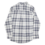 CHAPS Mens White & Blue Check Shirt L Cotton Blend Long Sleeve Casual