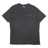 PUMA Mens Grey Cotton Blend T-Shirt L Short Sleeve V-Neck Logo Casual Wear