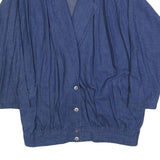 INFO Womens Blue Cotton Jacket S Woven Button Closure Relaxed Fit Classic