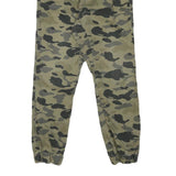 H&M Mens Cotton Blend Green Camouflage Relaxed Tapered Trousers W28 L28