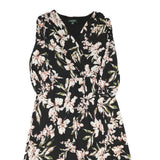 LAUREN RALPH LAUREN Womens Black Floral Wrap Dress Polyester Blend Knee Length