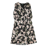 LAUREN RALPH LAUREN Womens Black Floral Wrap Dress Polyester Blend Knee Length