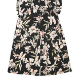 LAUREN RALPH LAUREN Womens Black Floral Wrap Dress Polyester Blend Knee Length