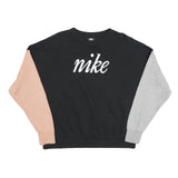NIKE Womens Black Sweatshirt Crew Neck L Colourblock Cotton Blend Pullover