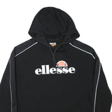 ELLESSE Womens Black Hoodie UK 8 Polyester Blend Crop Drawstring