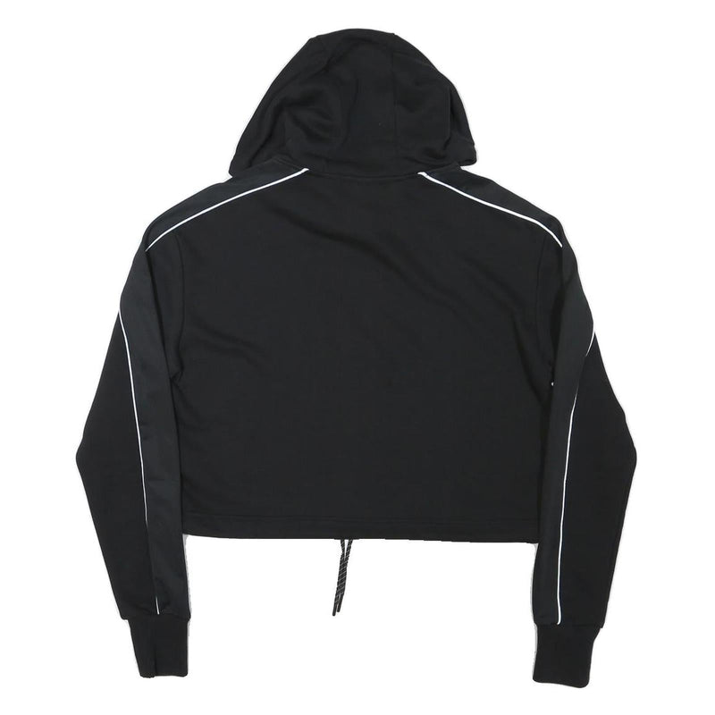ELLESSE Womens Black Hoodie UK 8 Polyester Blend Crop Drawstring