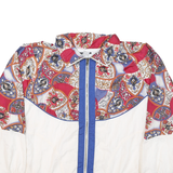 JENNIFER MOORE Mens White & Red Pattern Zip Nylon Jacket M Plain Casual Retro