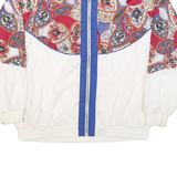 JENNIFER MOORE Mens White & Red Pattern Zip Nylon Jacket M Plain Casual Retro