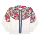 JENNIFER MOORE Mens White & Red Pattern Zip Nylon Jacket M Plain Casual Retro