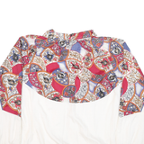 JENNIFER MOORE Mens White & Red Pattern Zip Nylon Jacket M Plain Casual Retro