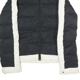 TOMMY JEANS Mens Black & White Slim Jacket S Polyester Puffer Zip Casual Warm