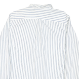 TOMMY HILFIGER Mens White & Blue Stripe Shirt L Casual Cotton Blend Long Sleeve