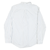 TOMMY HILFIGER Mens White & Blue Stripe Shirt L Casual Cotton Blend Long Sleeve